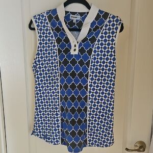 Summer Top Blue Black White By CHASE 54 Size L